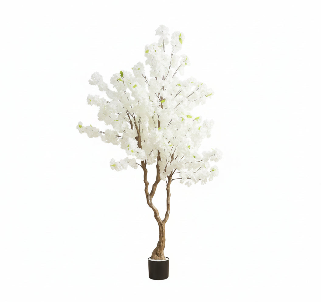 Cerisier Artificiel Fleuri Blanc 190 cm en Pot - Arbre Décoratif