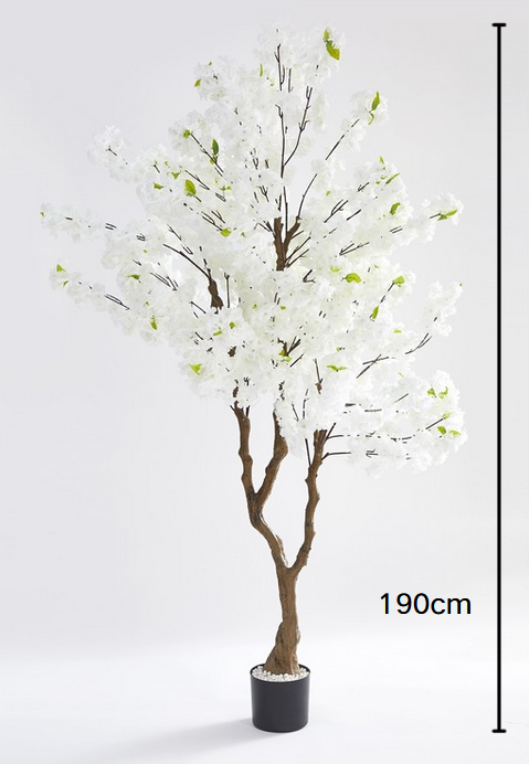 Cerisier Artificiel Fleuri Blanc 190 cm en Pot - Arbre Décoratif