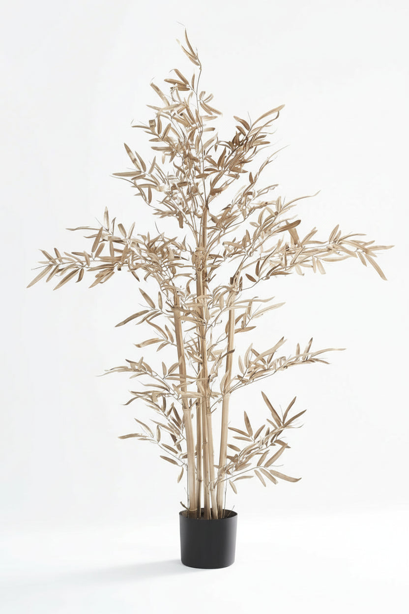 Bambou Plante Artificiel Doré 120 cm en Pot - Plante Décorative