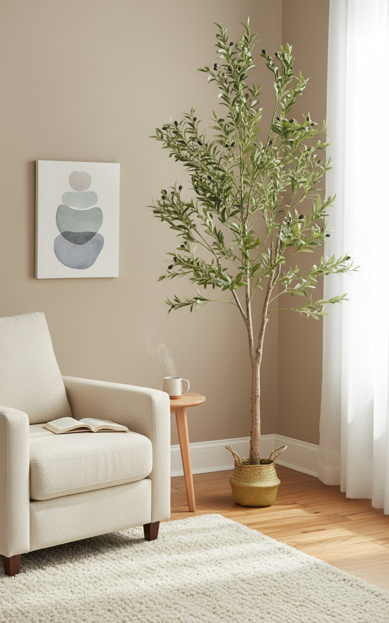 Olivier Plante Artificiel 180 cm en Pot - Arbre Décoratif