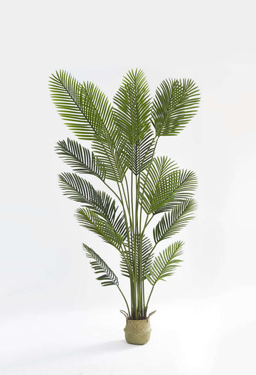 PLANTE ARTIFICIELLE PALMIER PANIER TRESSÉ EN ALGUES INCLUS 200CM