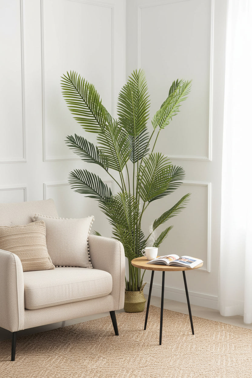 Palmier Artificiel 200 cm Panier Tressé Algues - Plante Décorative Tropicale