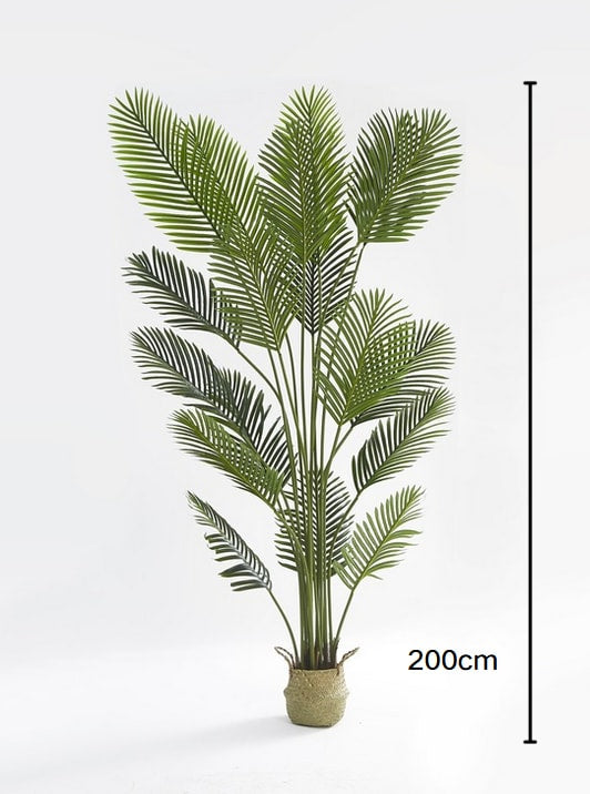 PLANTE ARTIFICIELLE PALMIER PANIER TRESSÉ EN ALGUES INCLUS 200CM