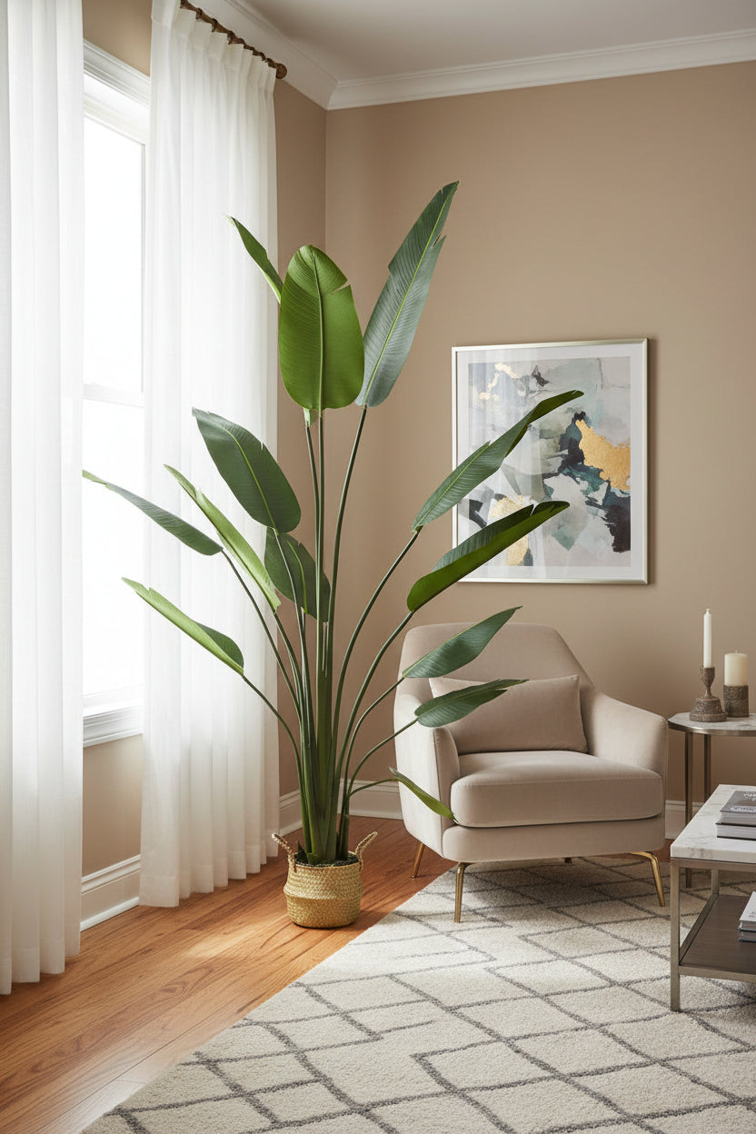 Strelitzia Plante Artificiel Oiseau Paradis 210cm Panier Algues - Plante Tropicale