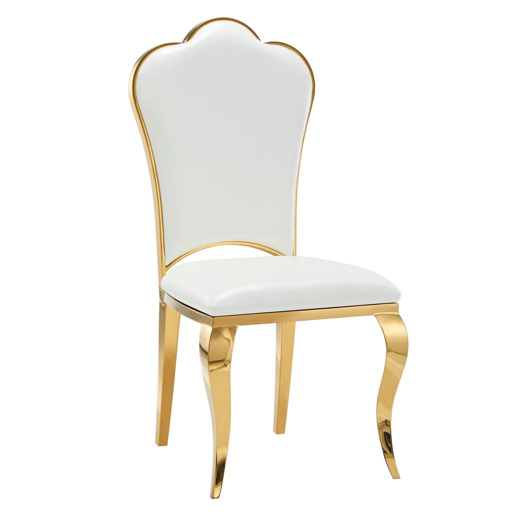 Lot de Chaises Prestige gold simili cuir - SAKURA #couleur_blanc