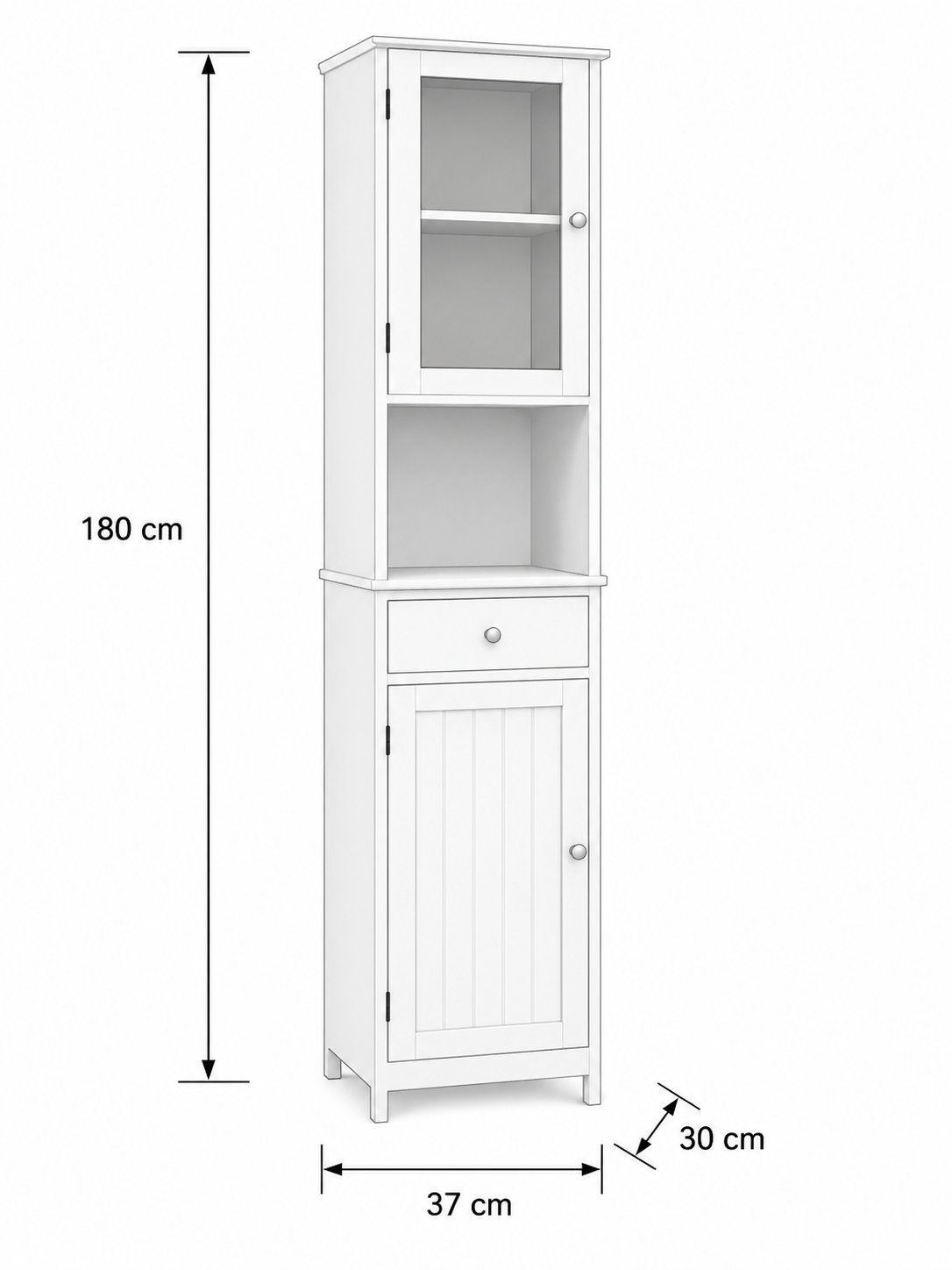 Colonne de salle de bain en MDF blanc 180 x 37 x 30 cm
