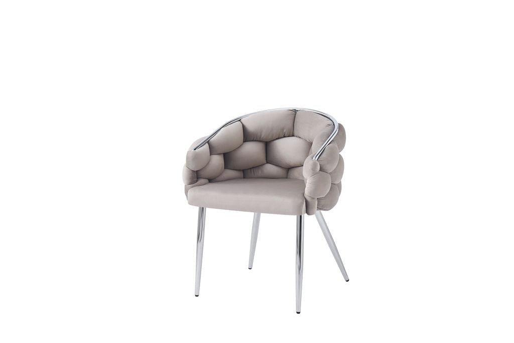 Lot de 2 chaises BALLON pieds chrome assise en Velours Taupe