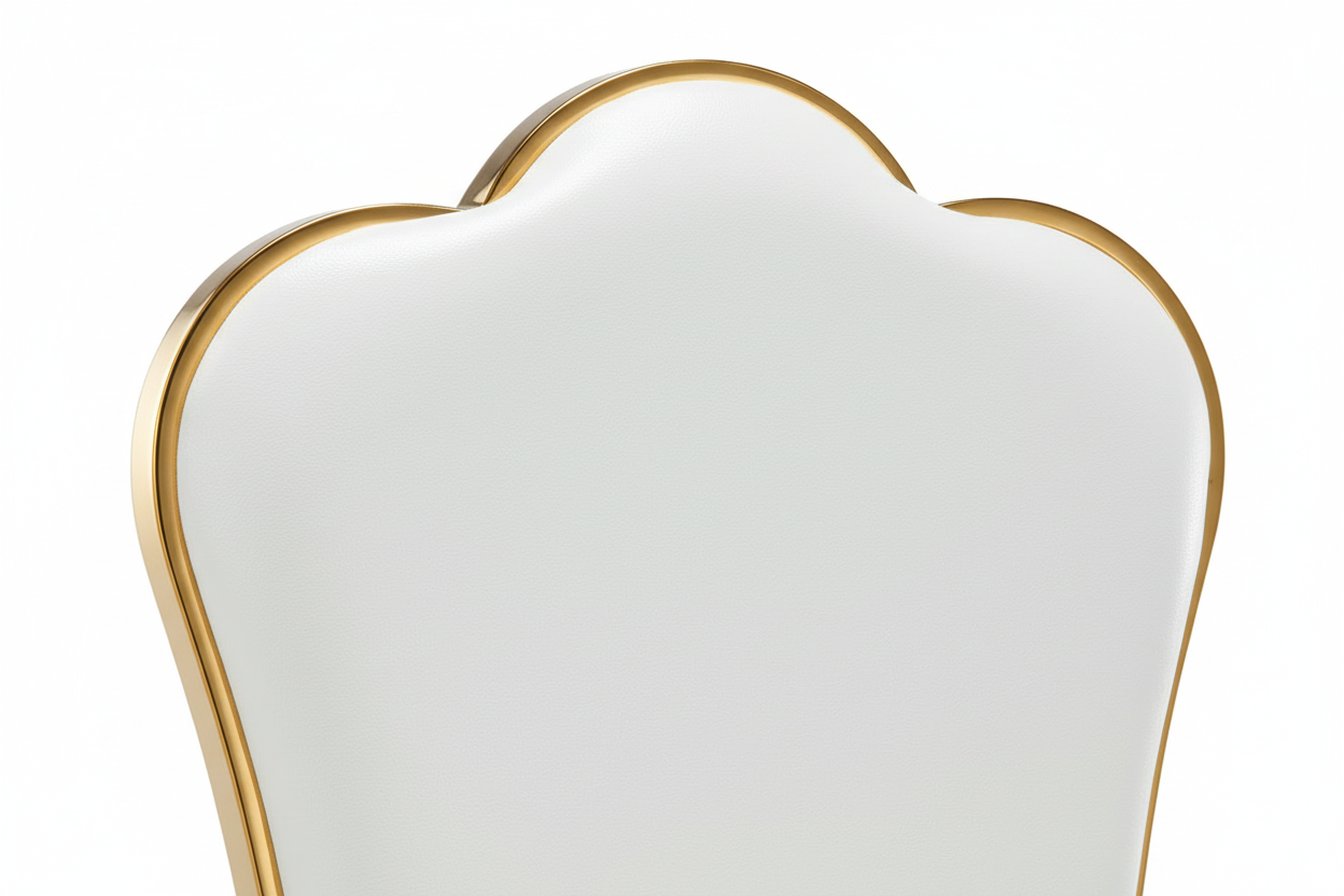 Lot 4 Chaises Salle à Manger Sakura Prestige Simili Cuir Blanc Pieds Gold 61x48x107cm