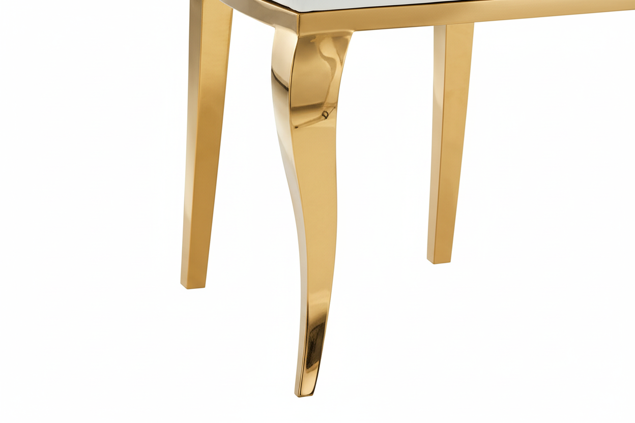 Lot 4 Chaises Salle à Manger Sakura Prestige Simili Cuir Blanc Pieds Gold 61x48x107cm