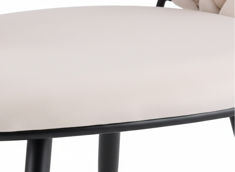 Lot de 2 Chaises Salle à Manger Velours Beige Dossier Tressé Métal Noir CAROLINA