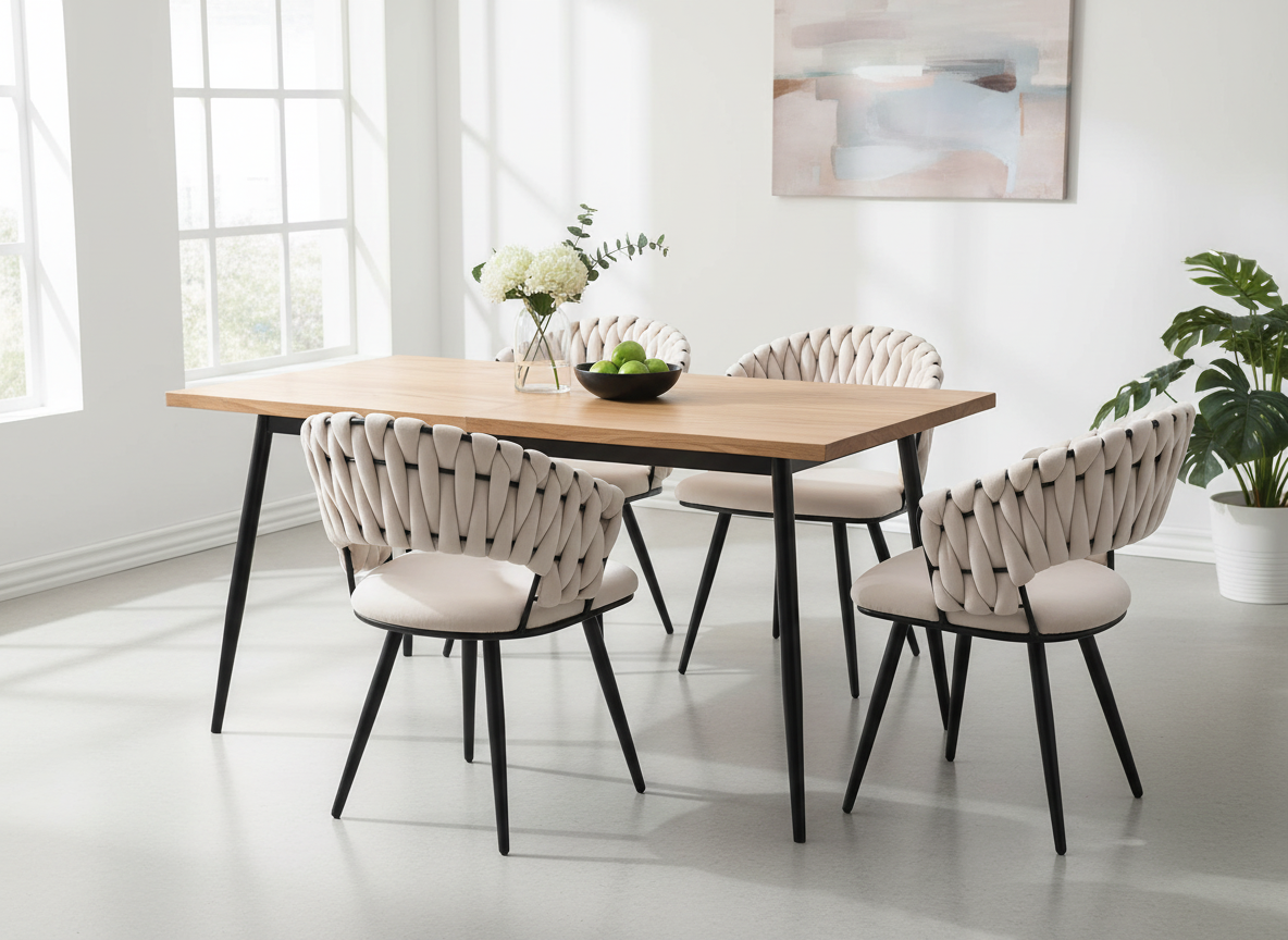 Lot 2 Chaises Salle à Manger Velours Gris Dossier Tressé Métal Noir CAROLINA