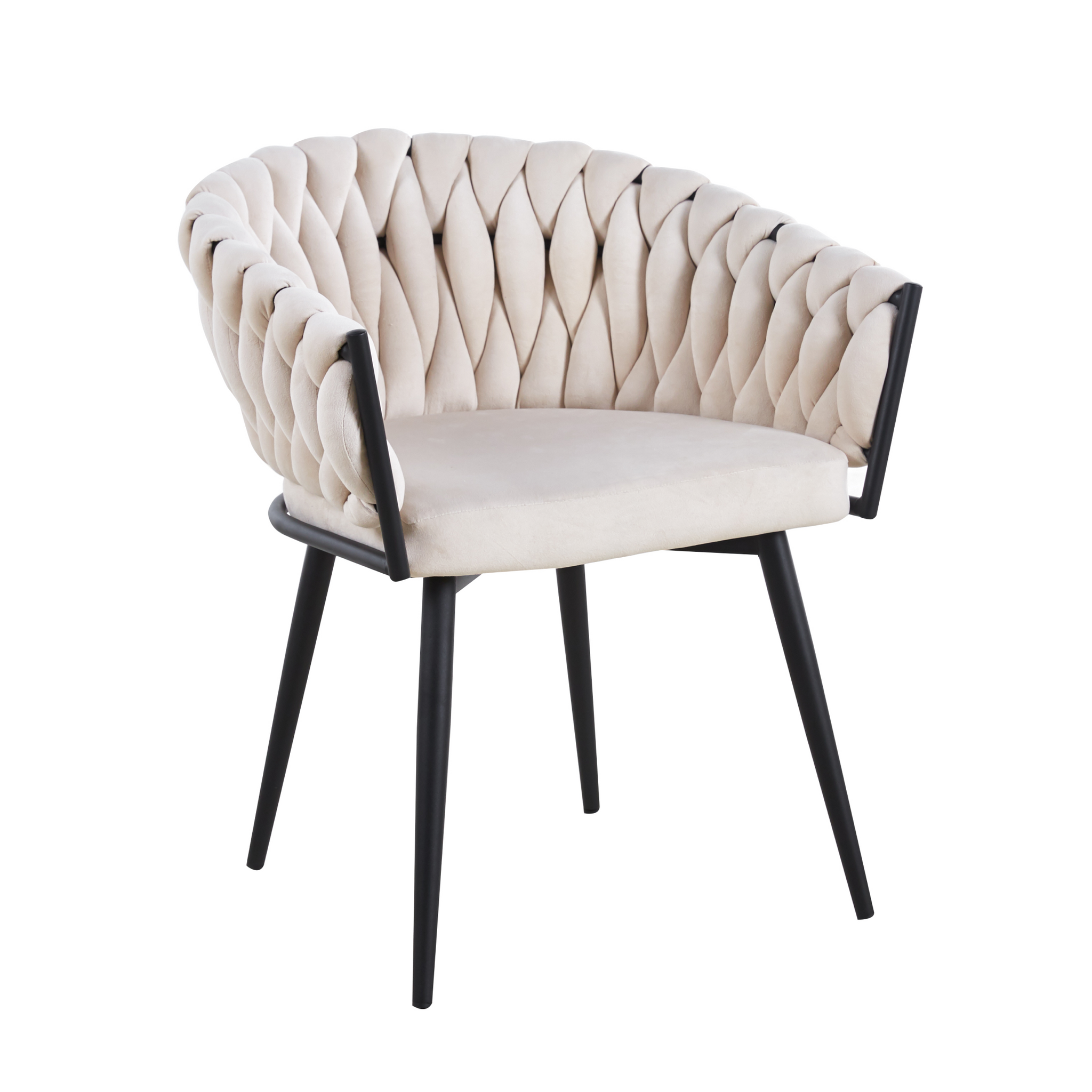 Lot de 2 chaises TRESSEES Velours Pied en métal noir