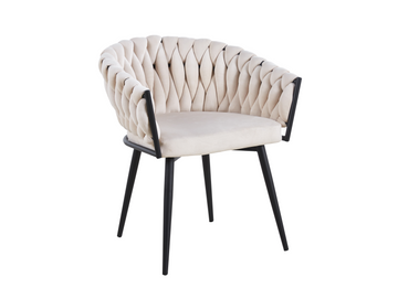 Lot de 2 chaises TRESSEES Velours Pied en métal noir