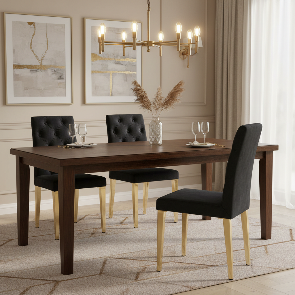 Lot de 2 chaises NEVADA capitonnés gold - Noir