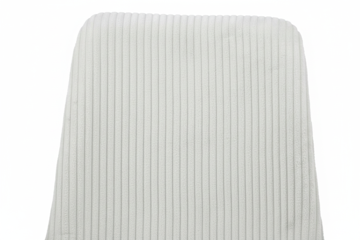 Lot 4 Chaises Salle à Manger Bobby Velours Côtelé Blanc Cassé Pieds Métal Noir 52x44x87cm