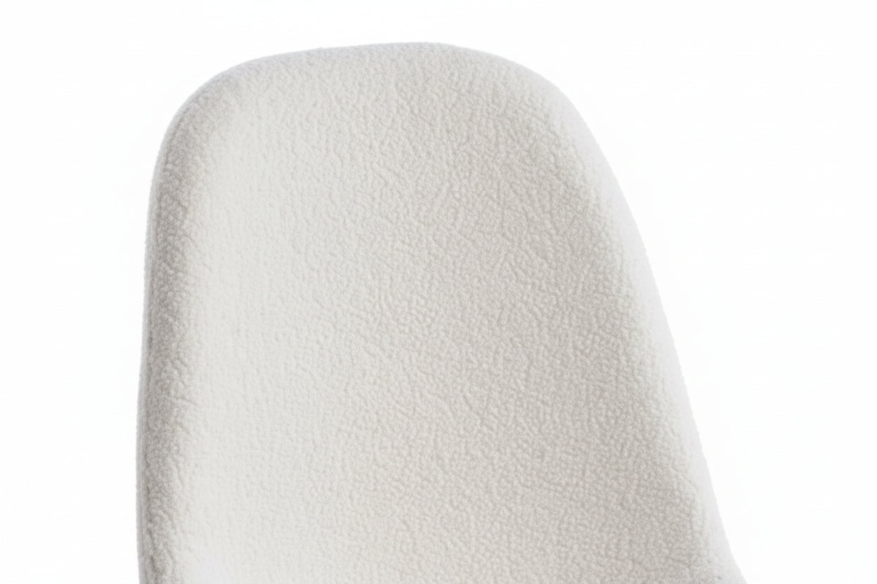 Lot de 6 chaises scandinaves velours blanc doudou pieds métal noir 44x50x87 cm
