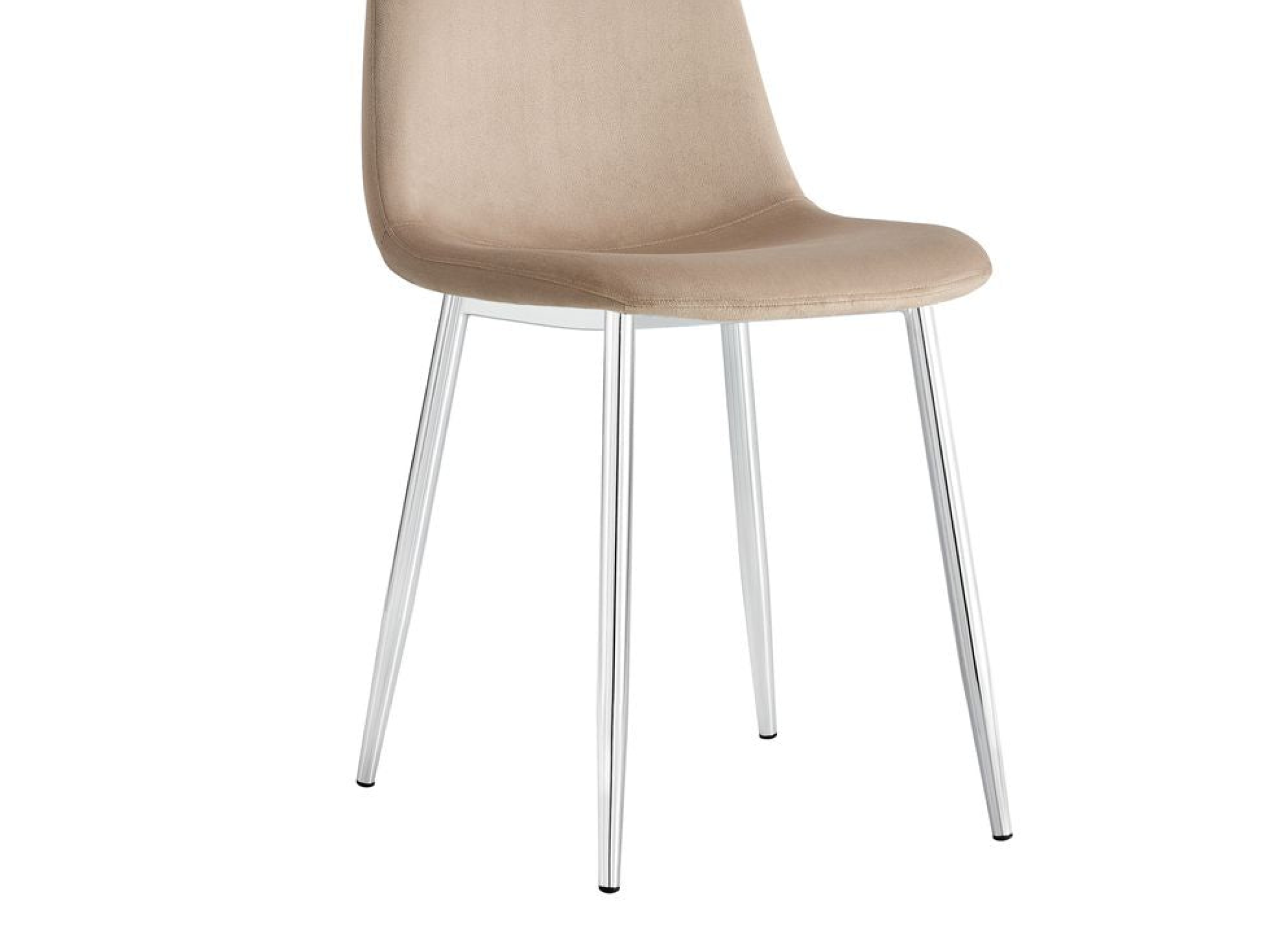 Lot de 4 Chaises Scandinaves Velours Taupe Pieds Chrome 43,5x40x87cm