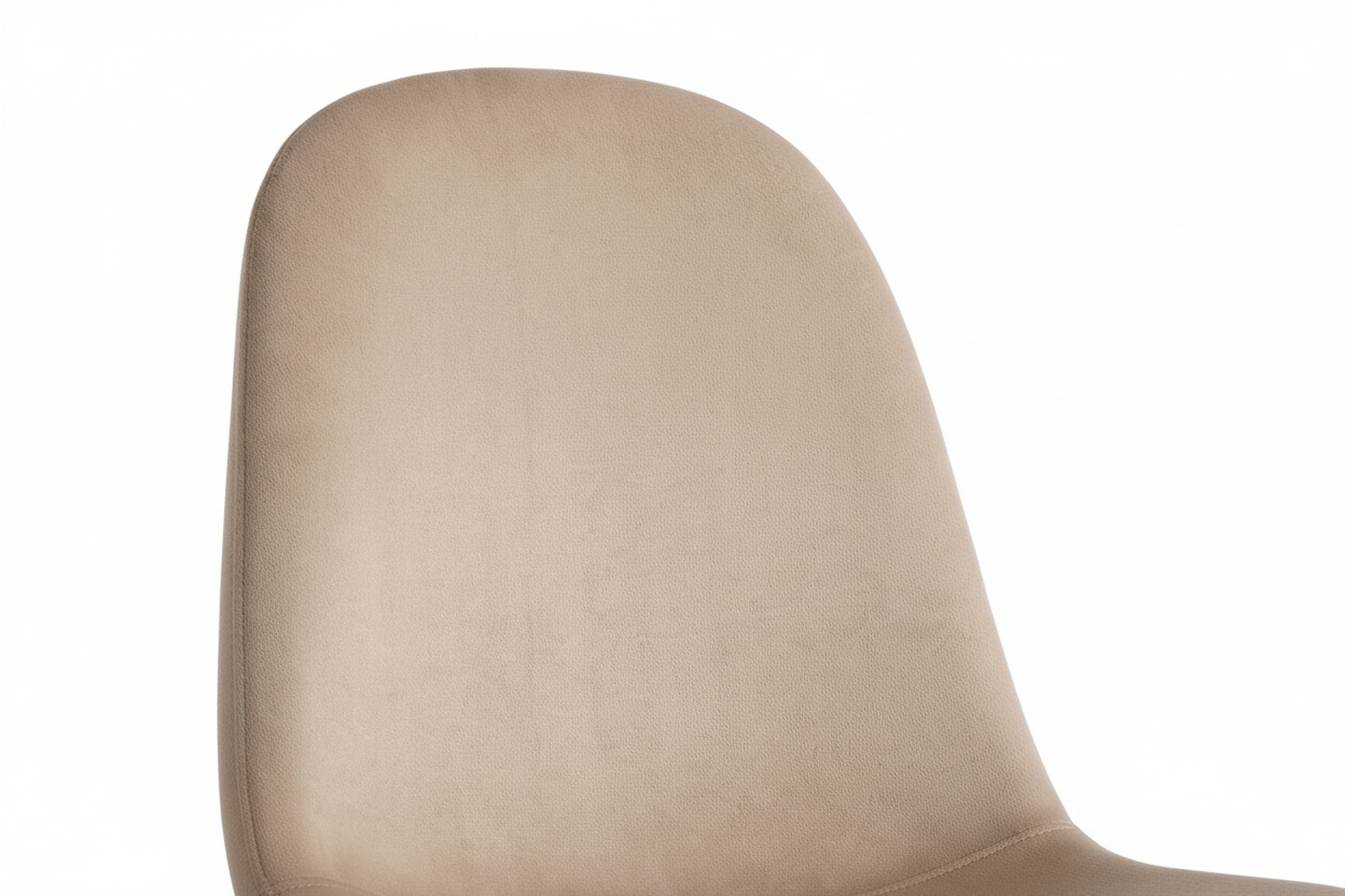Lot de 4 Chaises Scandinaves Velours Taupe Pieds Chrome 43,5x40x87cm