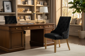 Lot de 2 chaises ANNEAU mattelassée et cloutée Gold velours - Noir