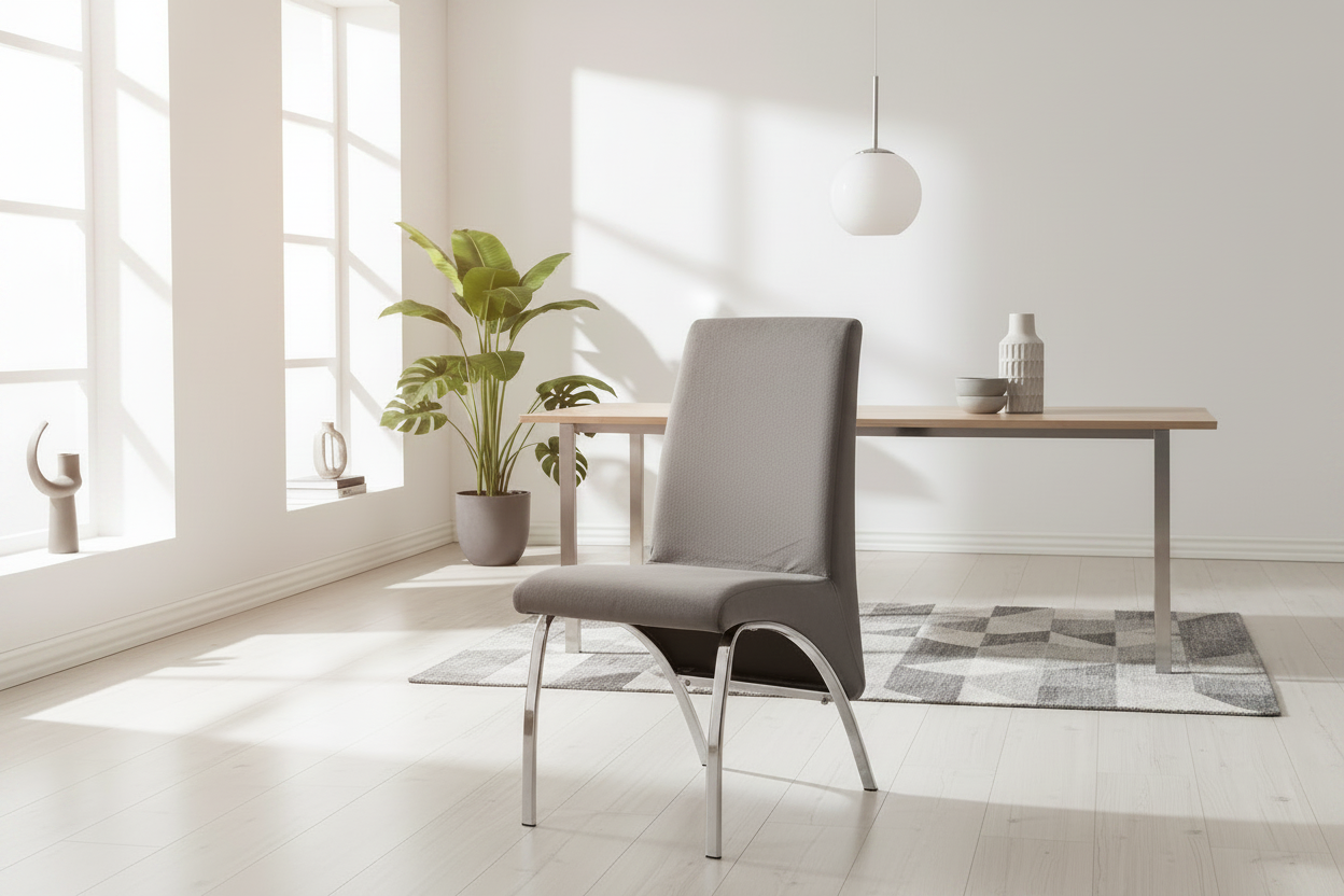Lot de 4 Chaises Fate chrome et velours Gris