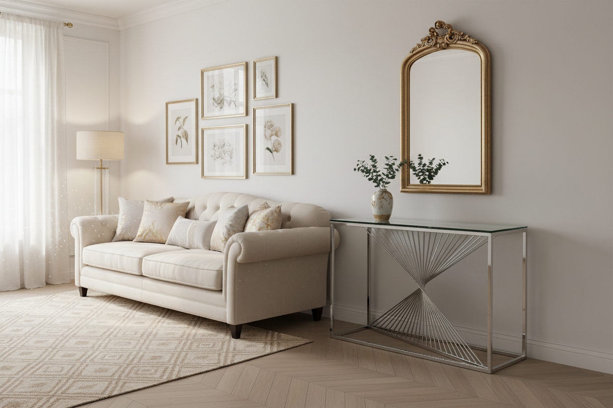 Console Verre Transparent Chrome 120x40x78 cm BRITTANY