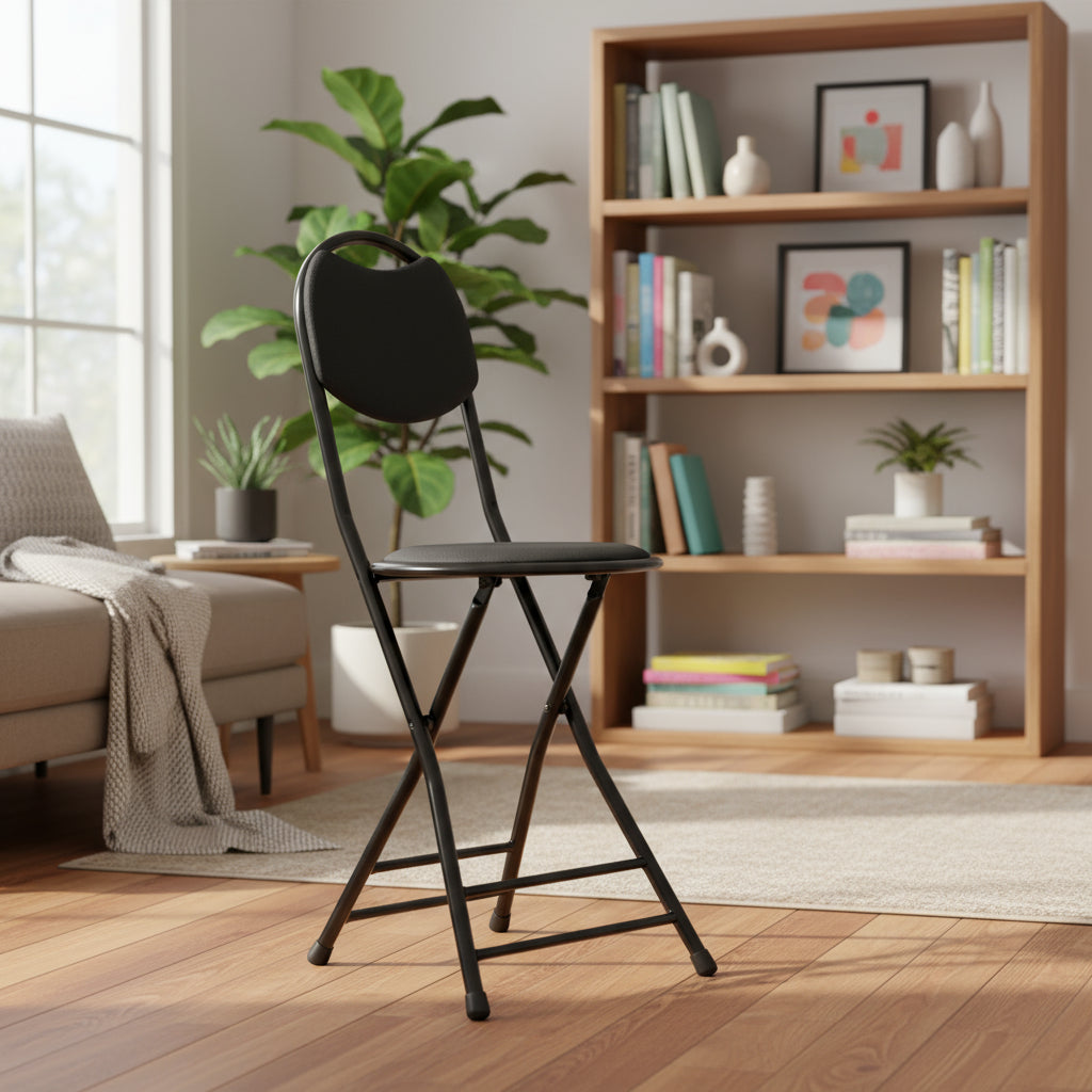 Lot de 10 Tabouret Pliant en Métal Noir – Ø30x44x76 cm