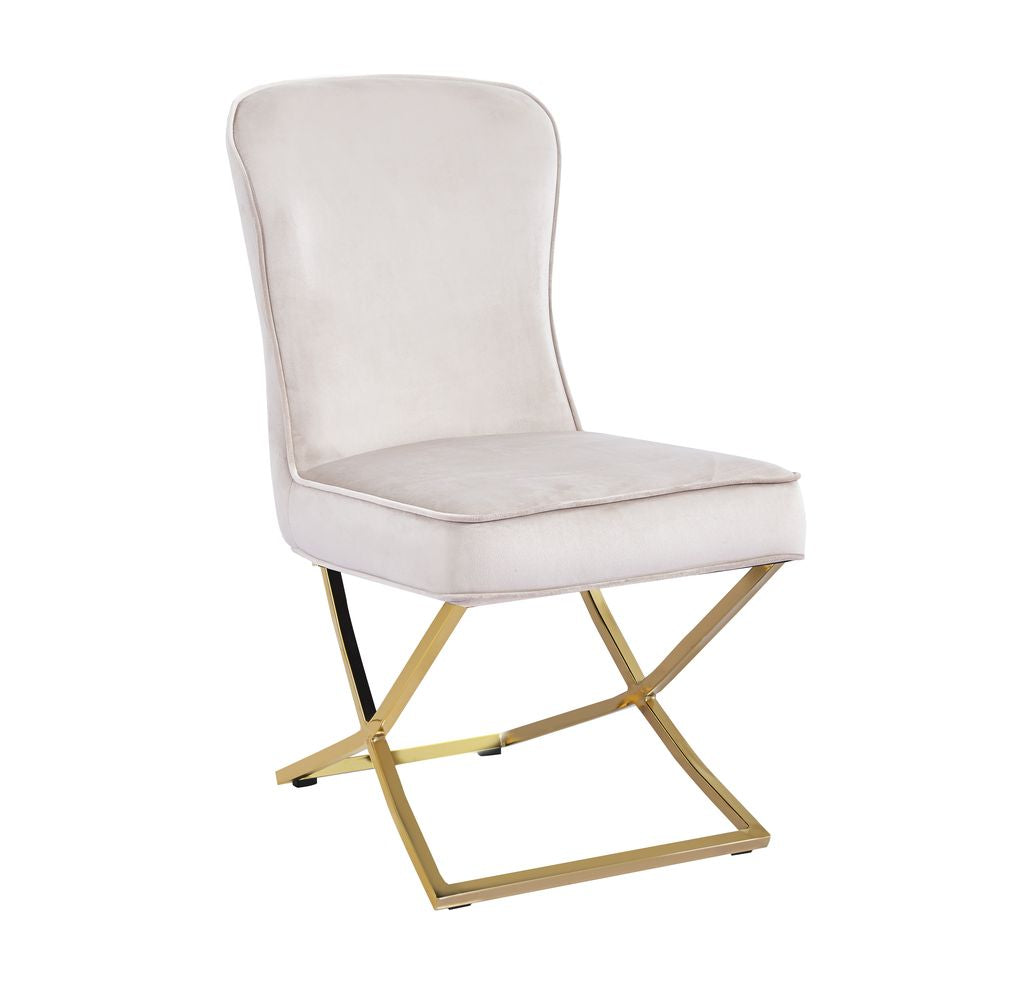 Lot de chaises GABRIELLE Gold Velours Capitonné #couleur_beige