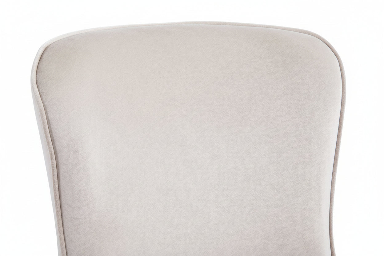 Lot 4 Chaises Salle à Manger Gabrielle Velours Beige Capitonné Pieds Gold