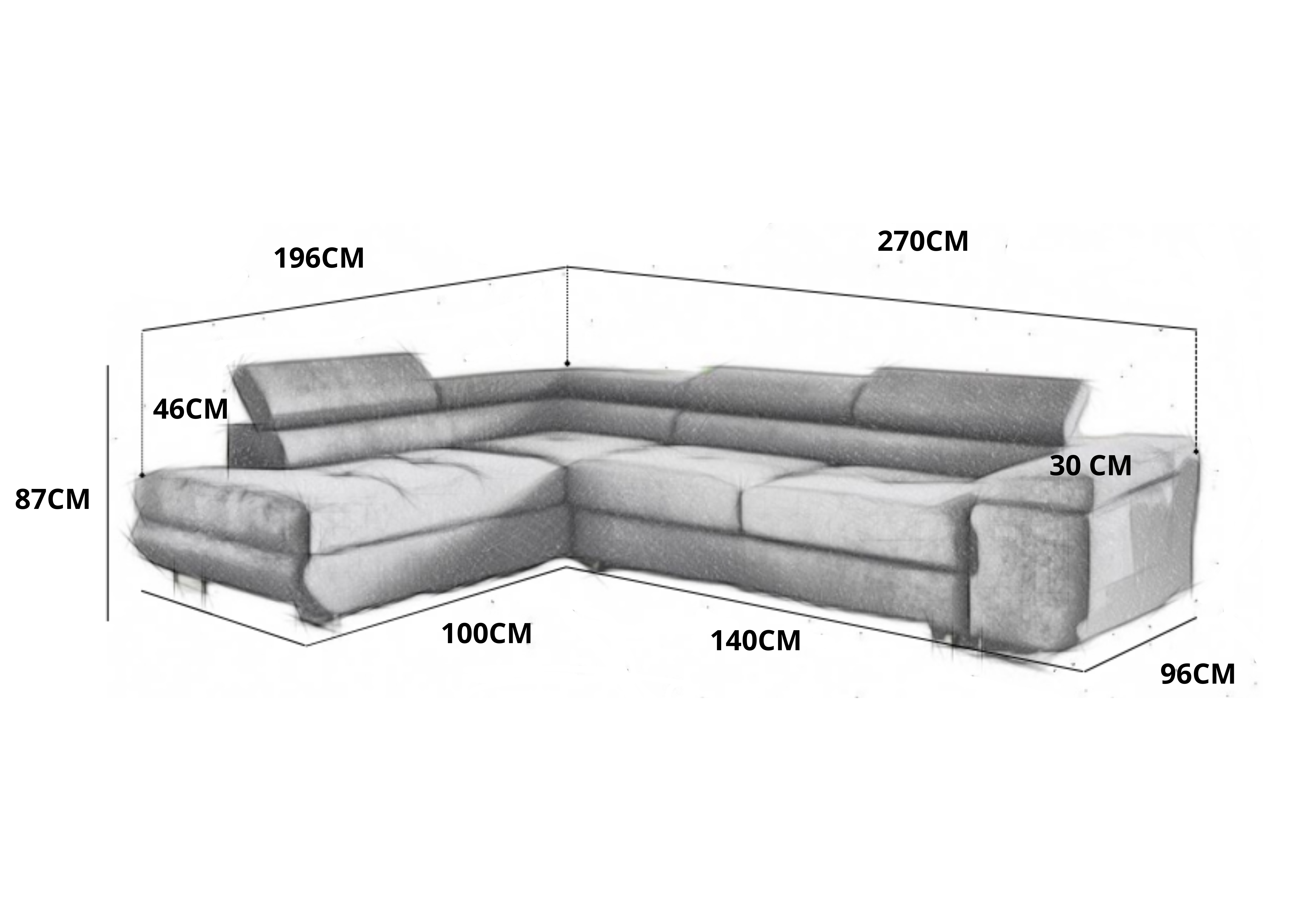 Canapé d’Angle Convertible TOULOUSE Bleu avec COFFRE de rangement – Angle Gauche – Velours – 275x202 cm