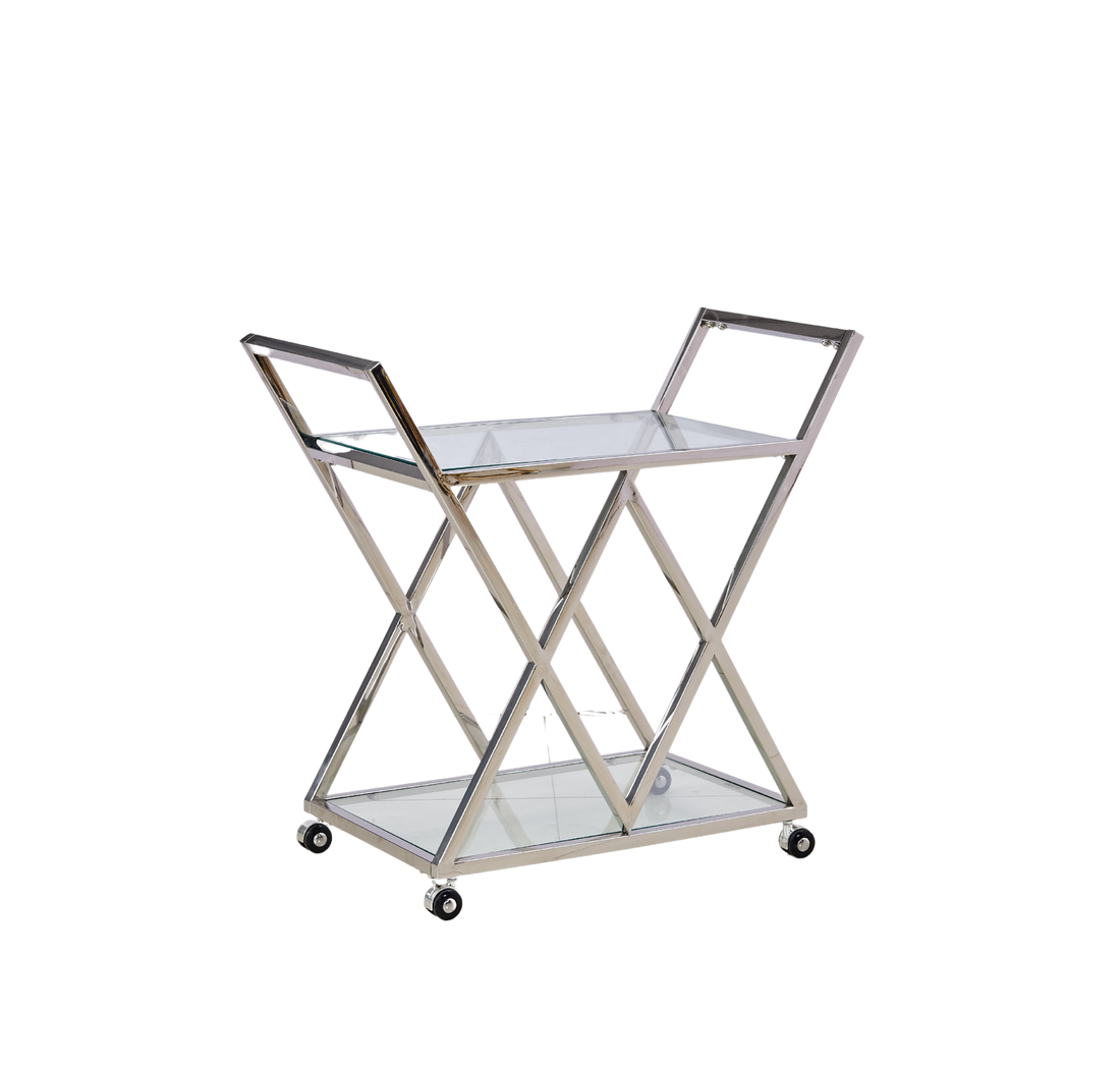 Chariot TRIANGLE Chrome Verre Transparent 60x40x75 cm