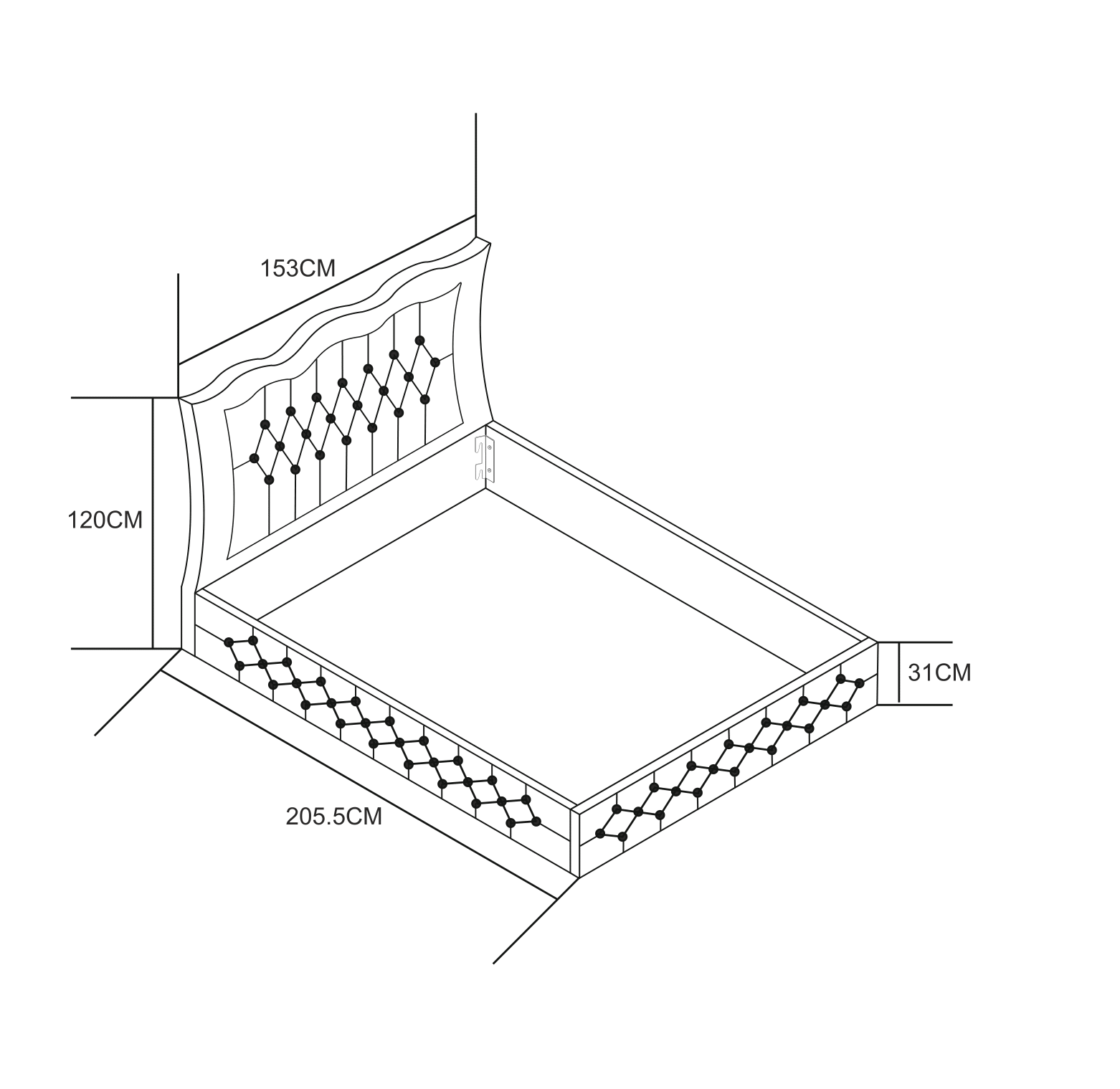 Cadre de Lit TREND – Velours – 140x190 cm