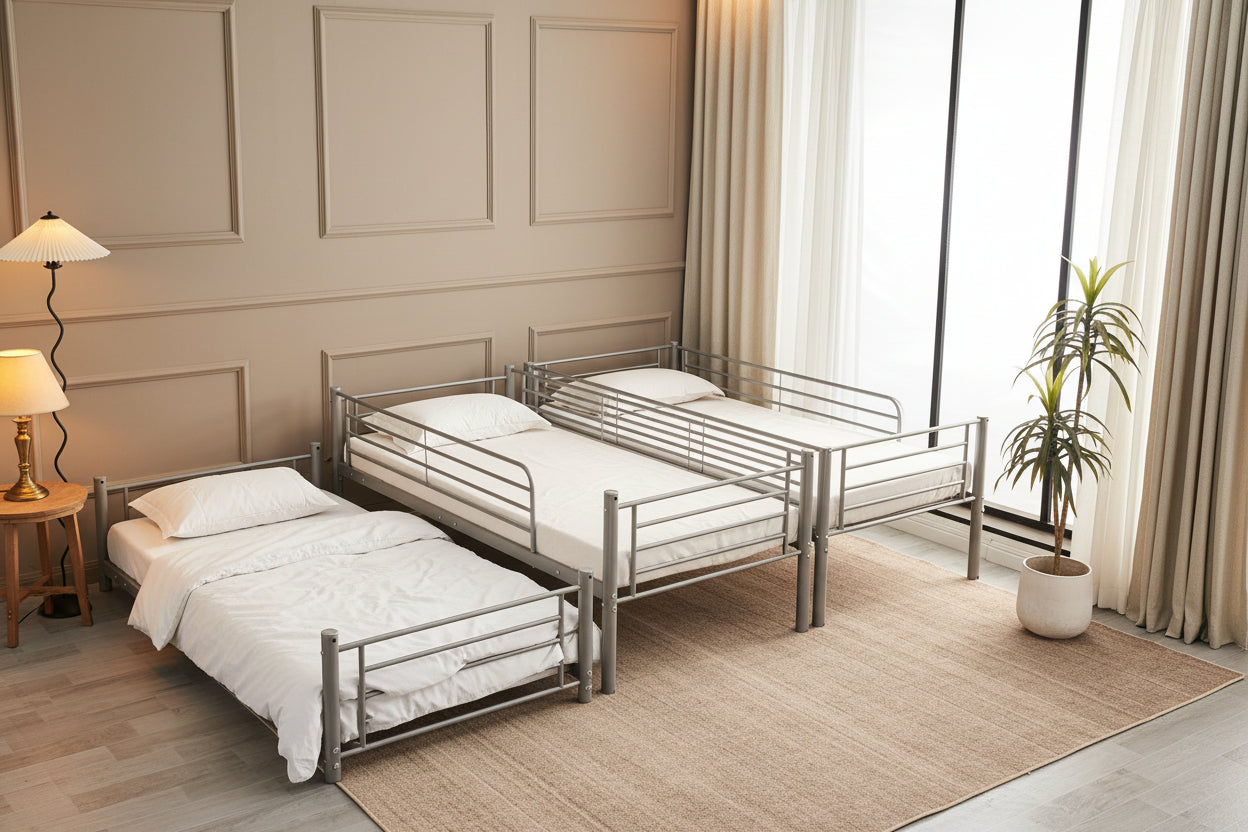 Lit superposé 3 étages TRIPLE 3 couchages 90x190 cm #couleur_gris