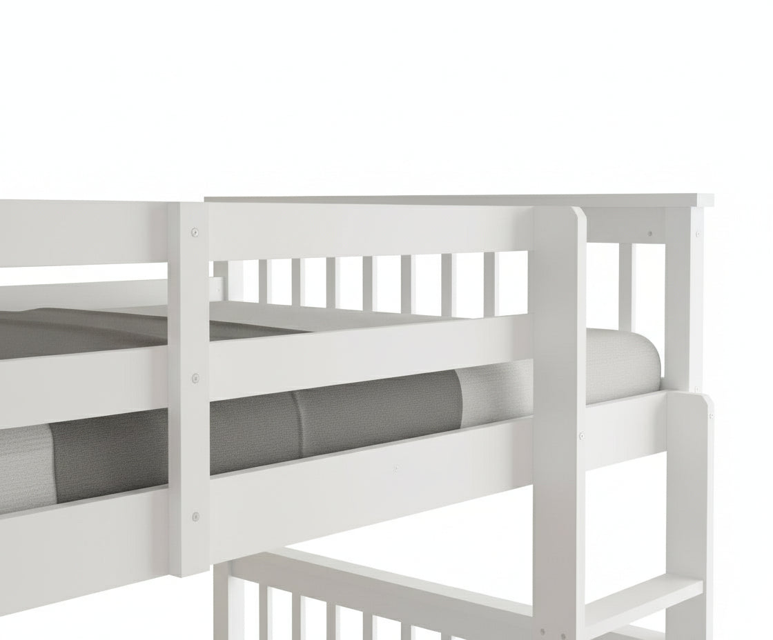 Lits superposés 90x190 bois blanc échelle sommiers lattes inclus - BATNA