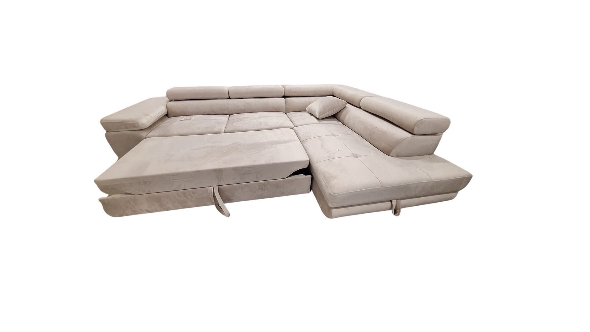 Canapé TOULOUSE angle droit velours 275x202 cm #couleur_velours_beige