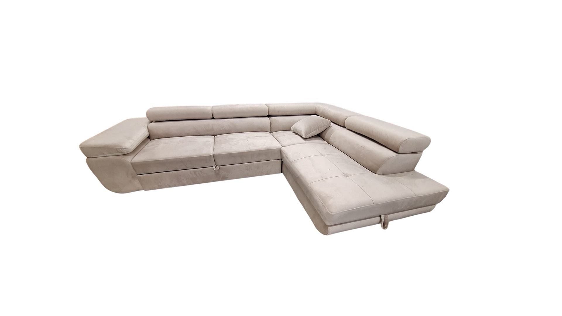 Canapé TOULOUSE angle droit velours 275x202 cm #couleur_velours_beige