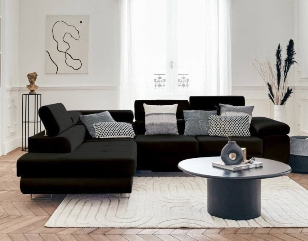 Canapé TOULOUSE angle gauche velours 275x202 cm #couleur_noir