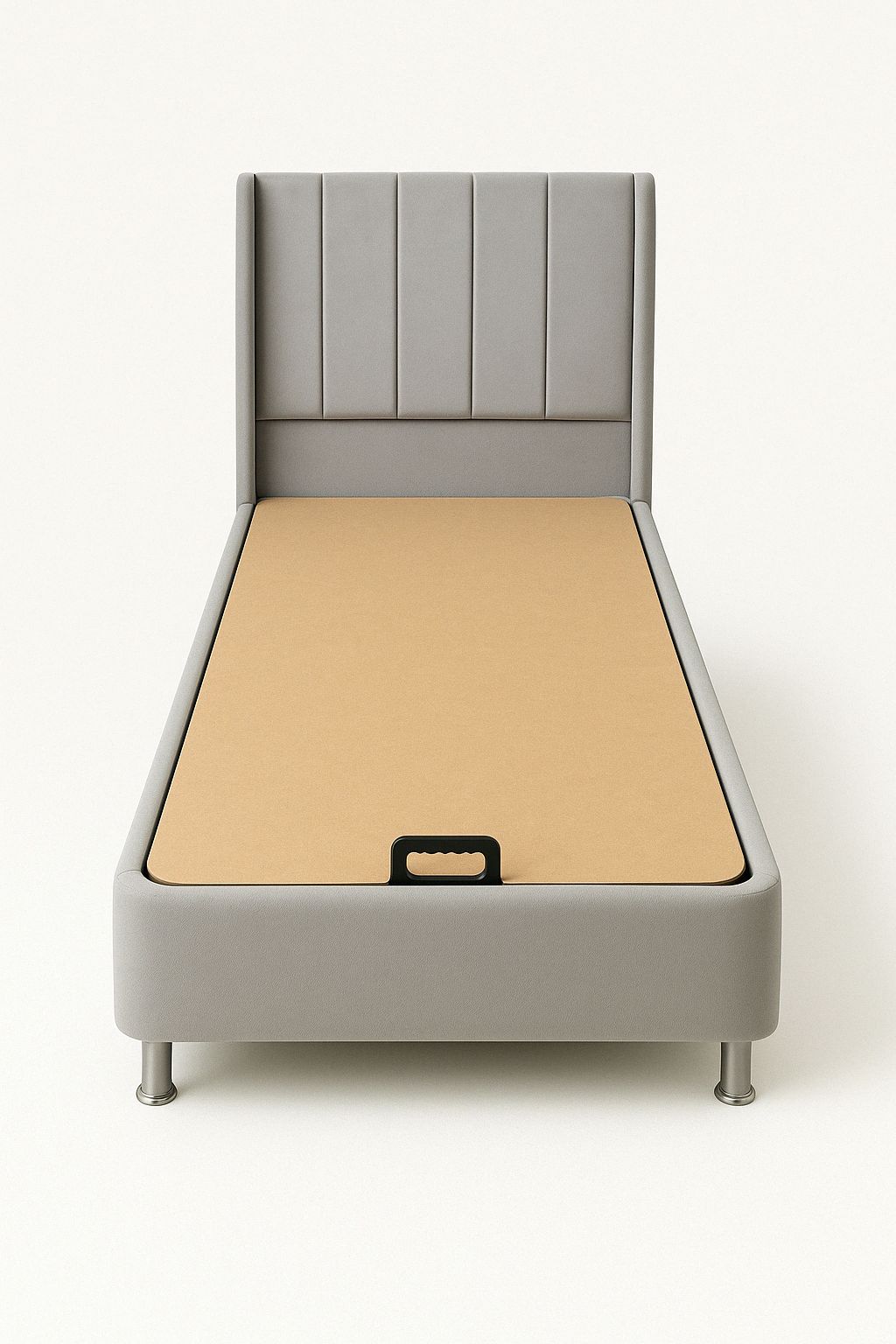 Lit coffre TOKYO velours 90x190 cm avec planche en bois #couleur_gris