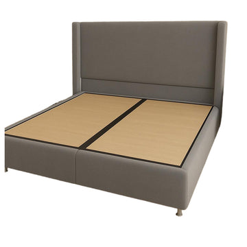 Lit Coffre COCO – Velours gris – 140x190 cm avec Planche de Rangement