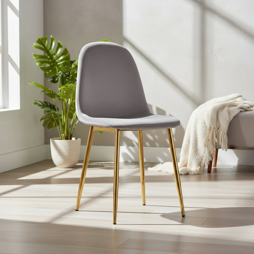 Lot de 4 chaises SCANDINAVE en velours gris pieds Gold