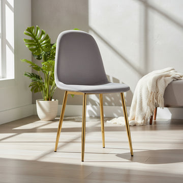 Lot de 4 chaises SCANDINAVE en velours gris pieds Gold