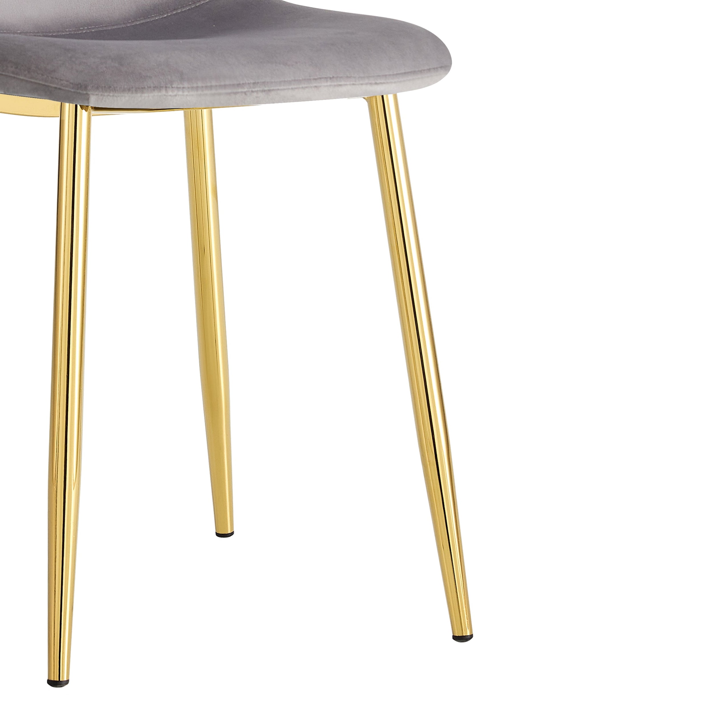 Lot 4 Chaises Velours Gris Pieds Gold 44x50x87 cm SCANDINAVE