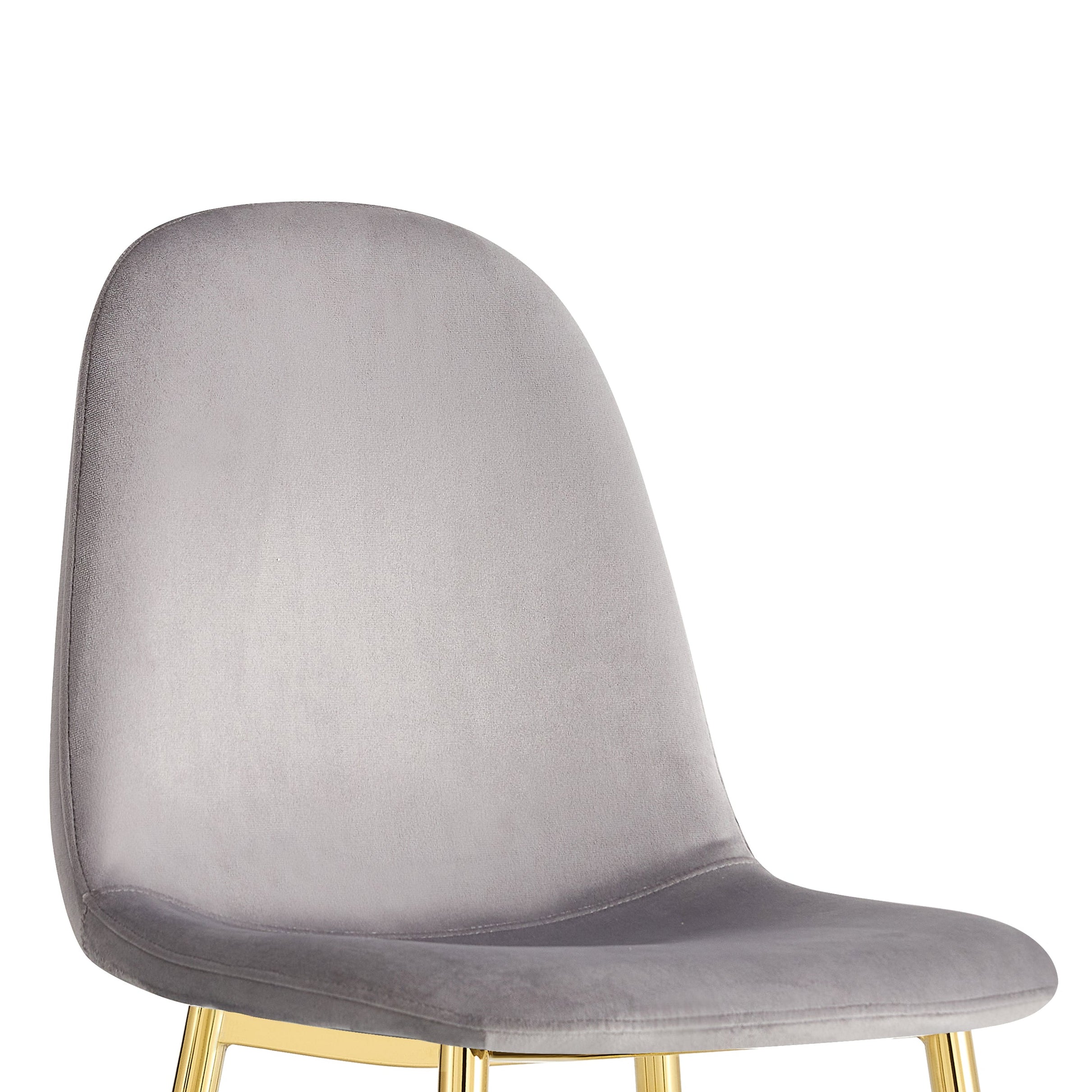 Lot 4 Chaises Velours Gris Pieds Gold 44x50x87 cm SCANDINAVE