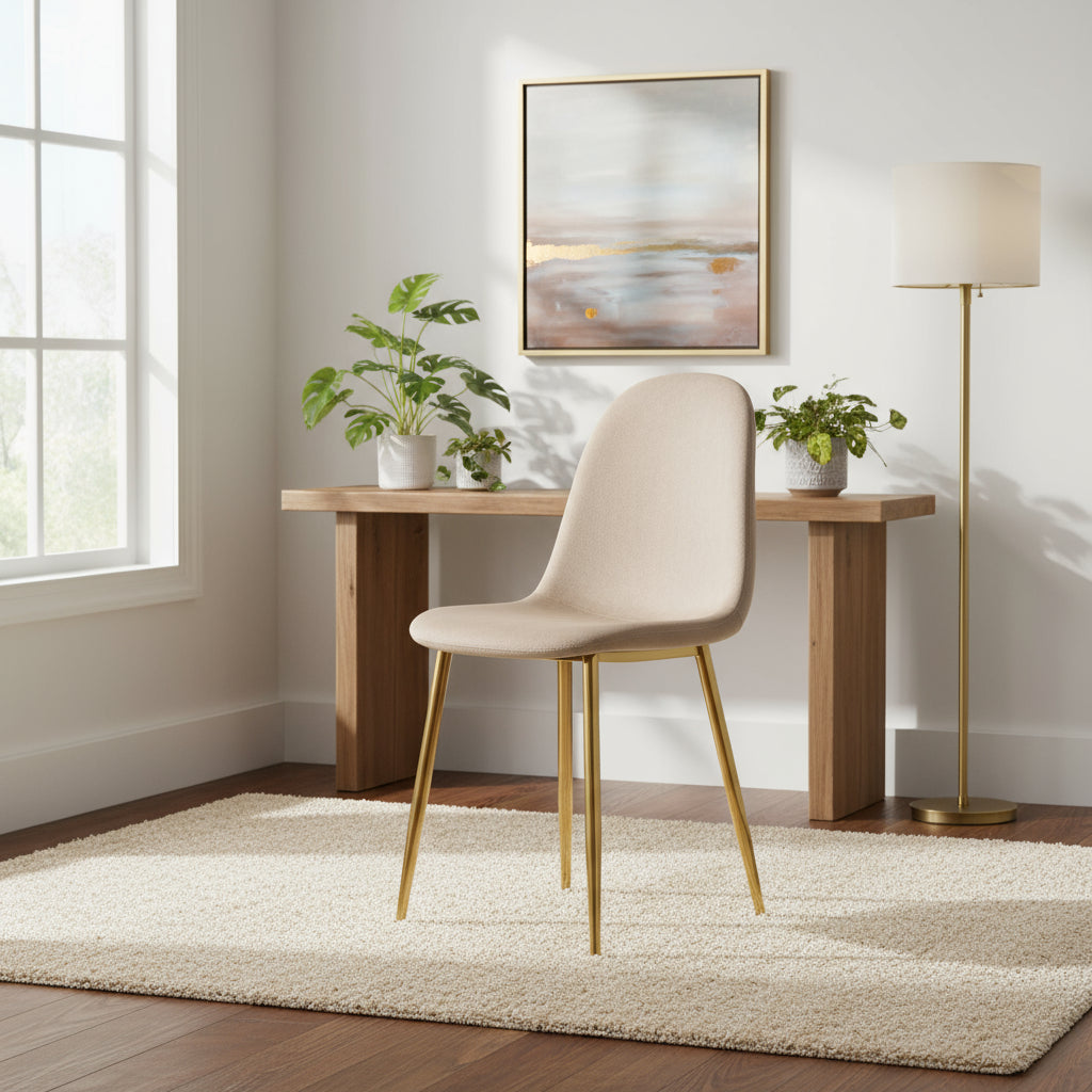 Lot de 4 chaises SCANDINAVE en velours taupe pieds Gold