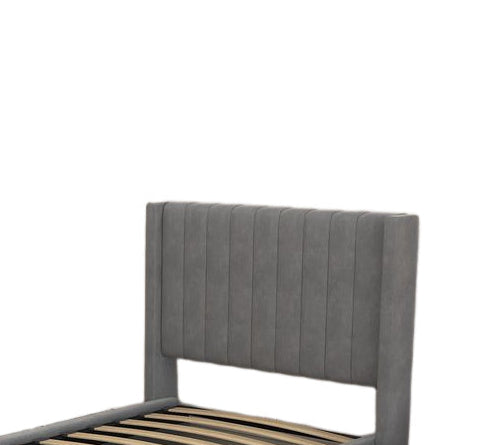 LIT COFFRE CAMILLE en velours GRIS 90X190CM