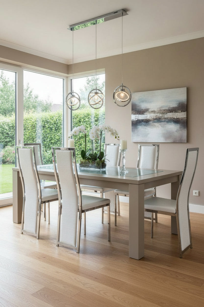 Lot de chaises Dana simili cuir contour chromé #couleur_blanc