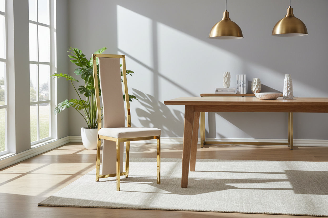 Lot de 6 chaises velours beige structure Gold – DANA