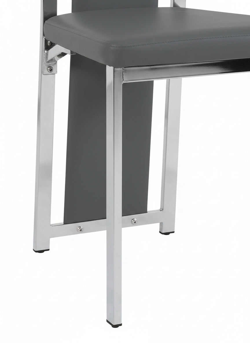 Lot de 6 chaises Dana simili cuir  Gris contour chromé