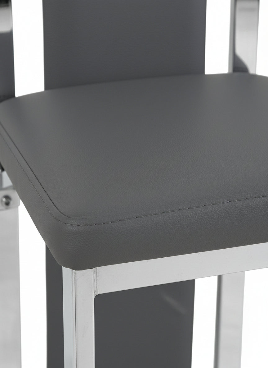 Lot de 6 chaises Dana simili cuir  Gris contour chromé