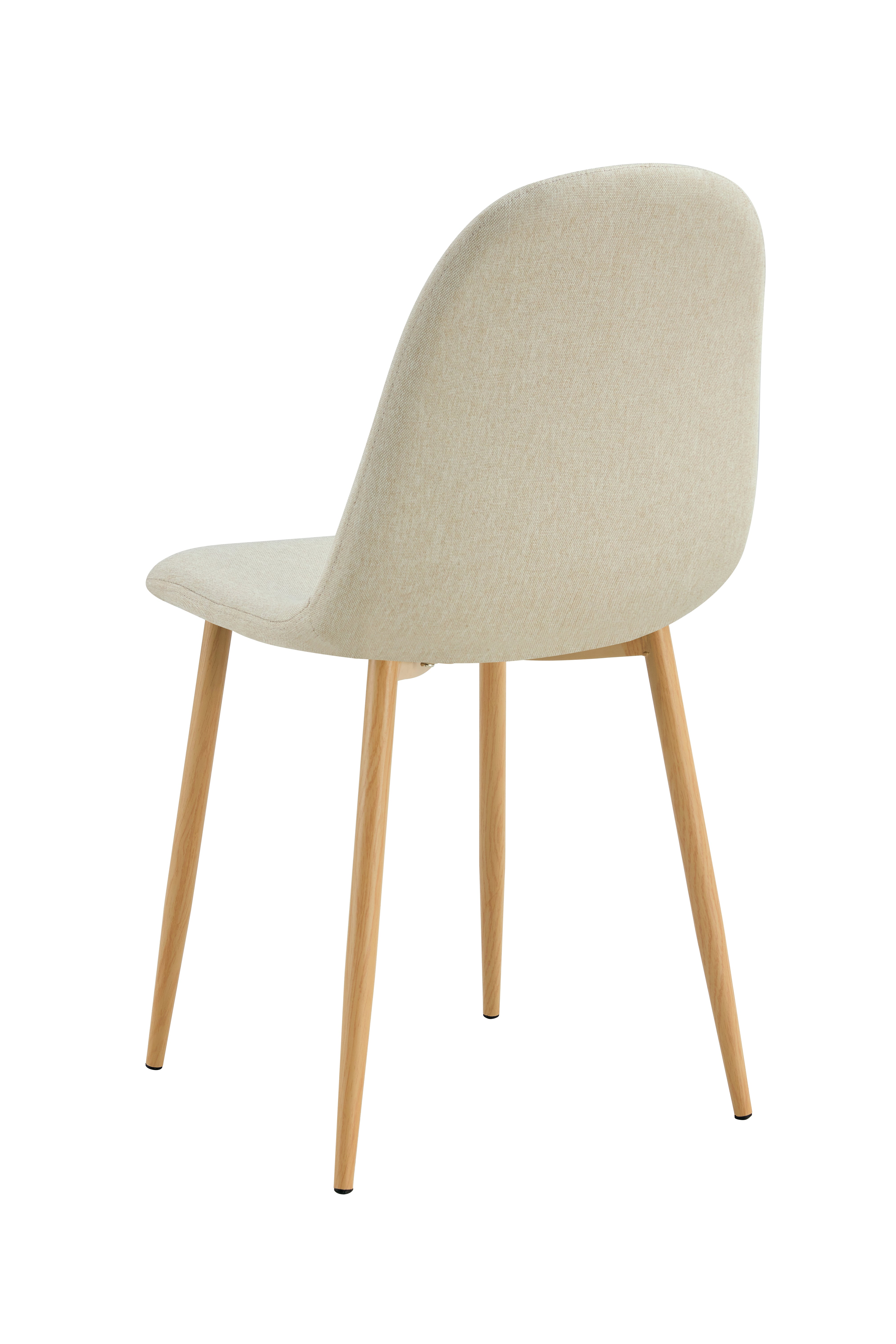 Ensemble table ronde chêne 100 cm + 4 chaises tissu beige JESSICA