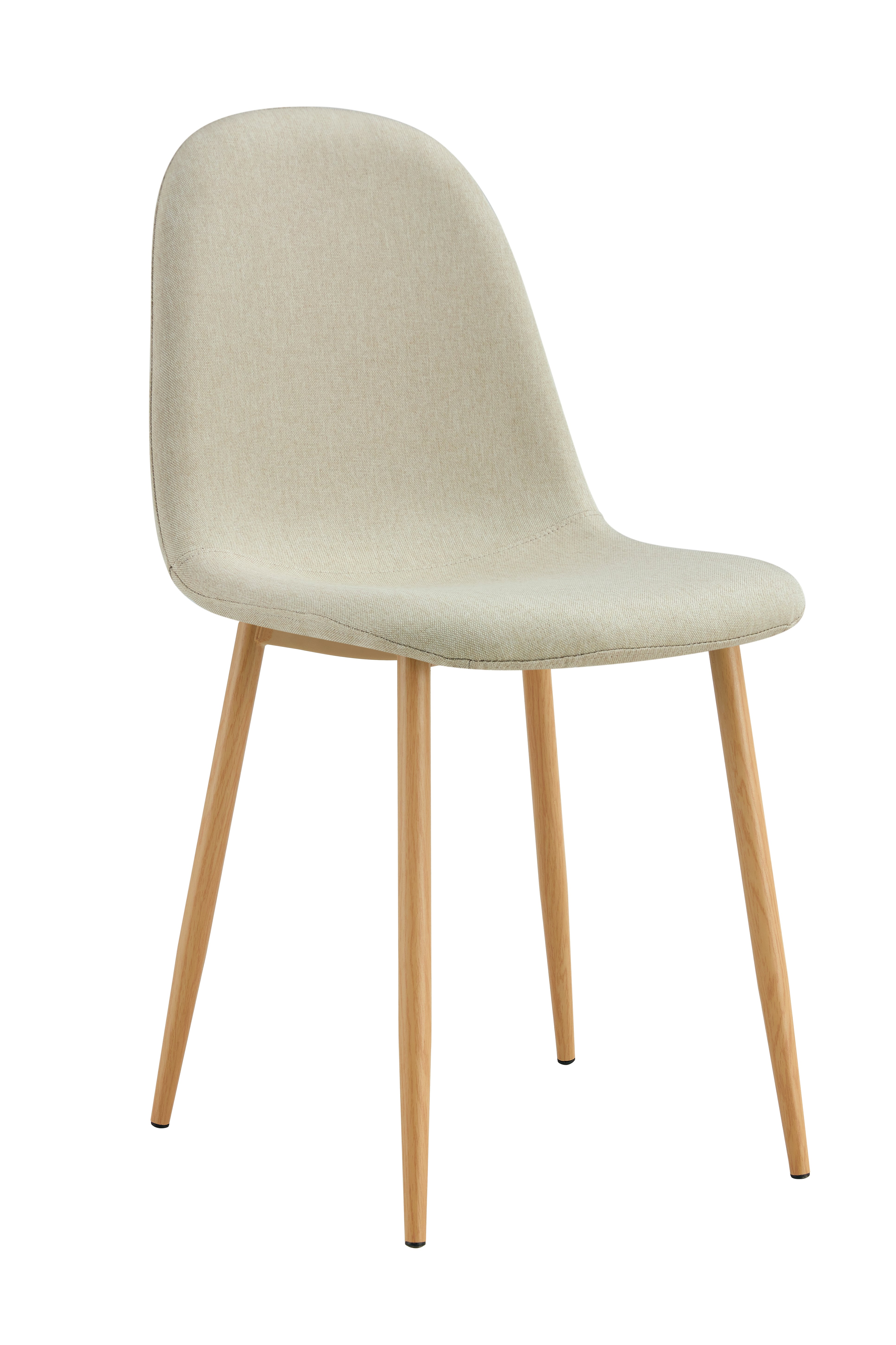 Ensemble table ronde chêne 100 cm + 4 chaises tissu beige JESSICA